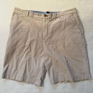 IZOD 100% Cotton Khaki Beige Tan Flat Front Chino Casual Mens Shorts Size 40